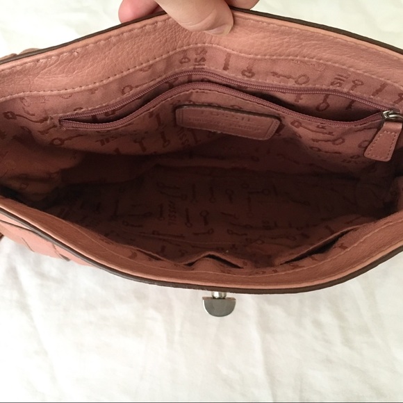 Fossil Messenger Bag Pink Satchel Crossbody - Picture 3 of 8